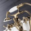 Kingston Brass KS229AB Tub Wall Mount Clawfoot Tub Faucet with Hand Shower, Antique Brass KS229AB